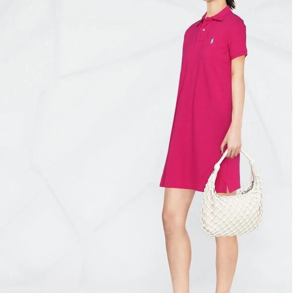 Ralph Lauren Sport Pink Cotton Polo Mini Dress Size Small Embroidered Pony RARE - Picture 3 of 8